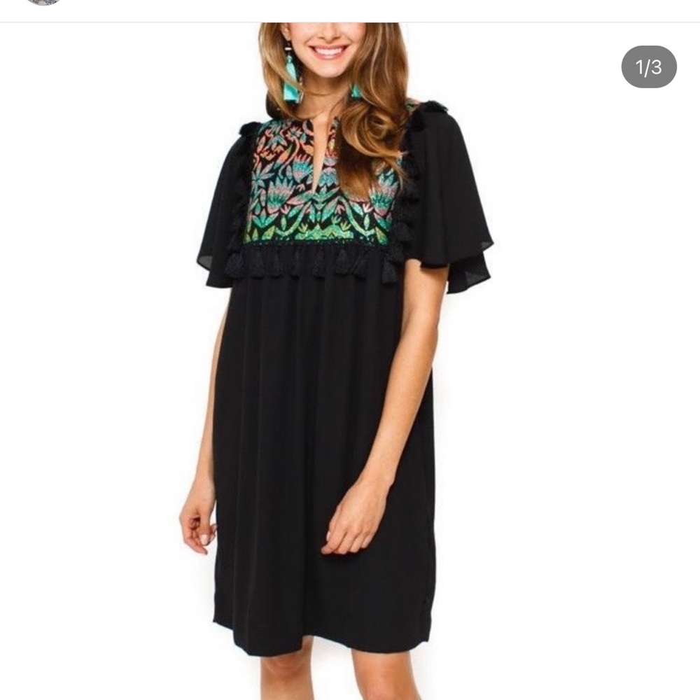 Tropical Designer Kaftan Dress with French Trim Fabric
